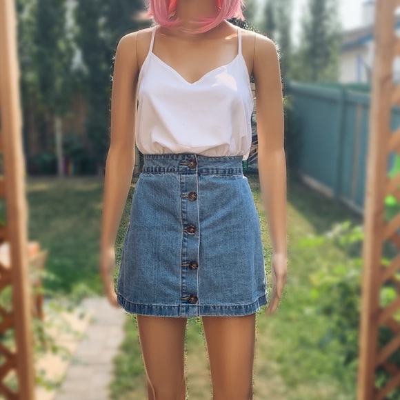 Forever 21 Button-Front Jean Skirt